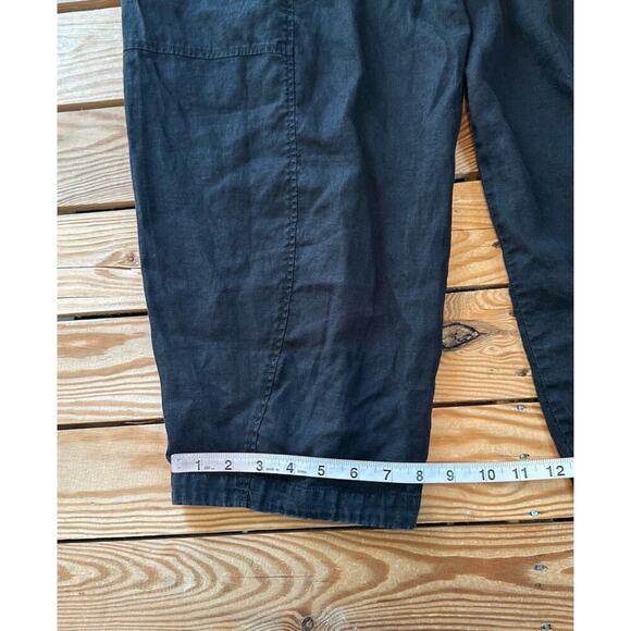 Eileen Fisher Linen Cropped Pants Size Large Women’s Black Drawstring - Picture 8 of 8
